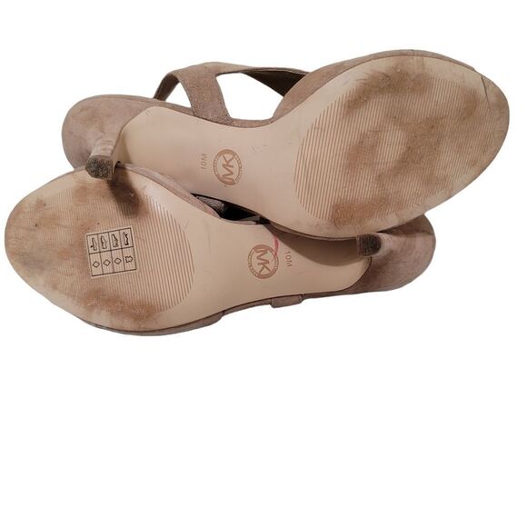Michael Kors Tan Suede Becky Sandal Heel 10M - Picture 8 of 9